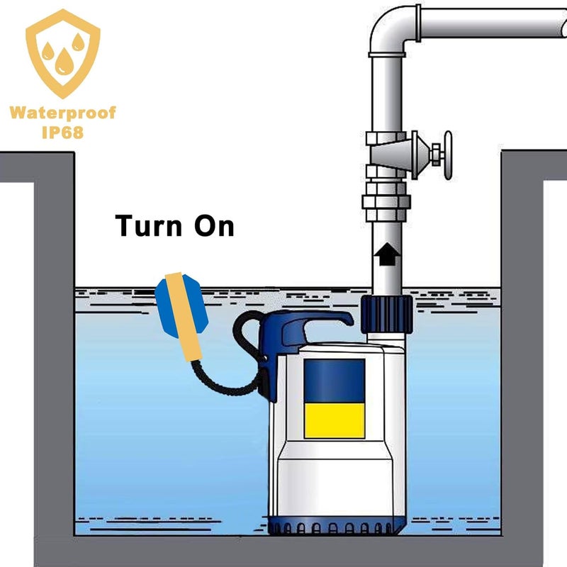 MARSTEK Universal Tethered Float Switch with 10ft Cable - Ideal for Sump Pumps, Water Tanks, Sewage Pools, and More - 16 Amp Maximum Pump Run Current, IP68 Waterproof - Image 3